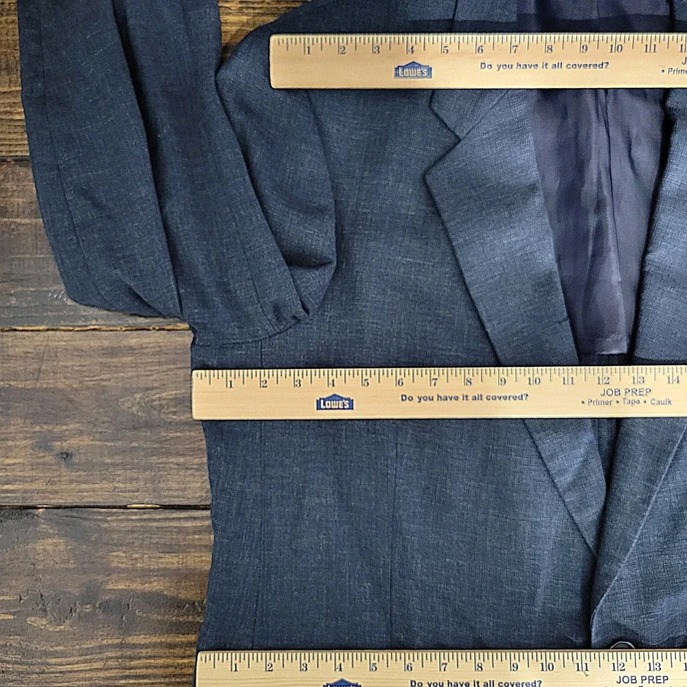 Travel Smith Men's Sport‎ Coat Blazer Two Button Blue Polyester Blend 46R